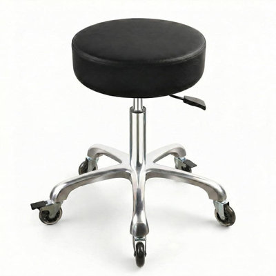 Height-Adjustable Rolling Stool With Extra-Thick Cushion