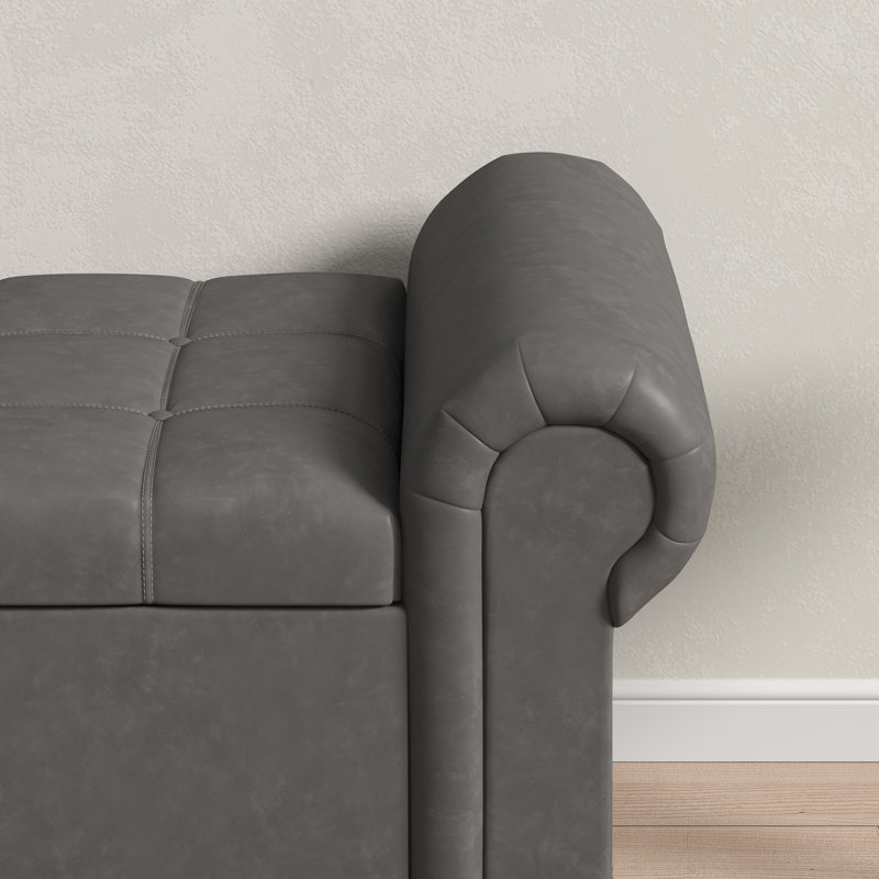 Banc de rangement en similicuir de 60 po et 67 po avec siège capitonné et accoudoirs roulés - parfait pour les chambres à coucher et les espaces polyvalents