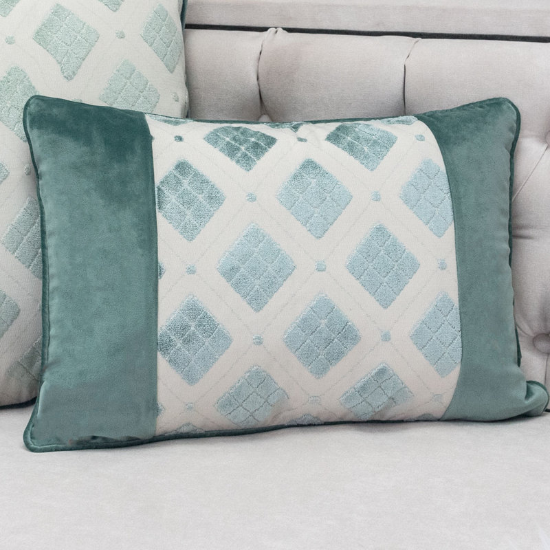  Rectangular Pillow Cover & Insert, Green/Cream