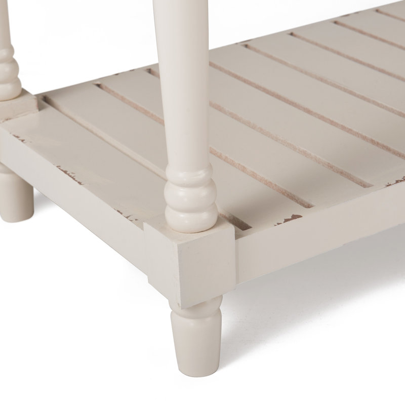 Farmhouse Antique White Wood Console Table with Storage