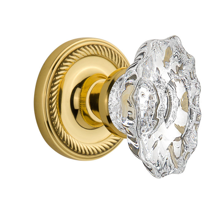 Rosette en corde avec poignée de porte de château, Laiton non laqué