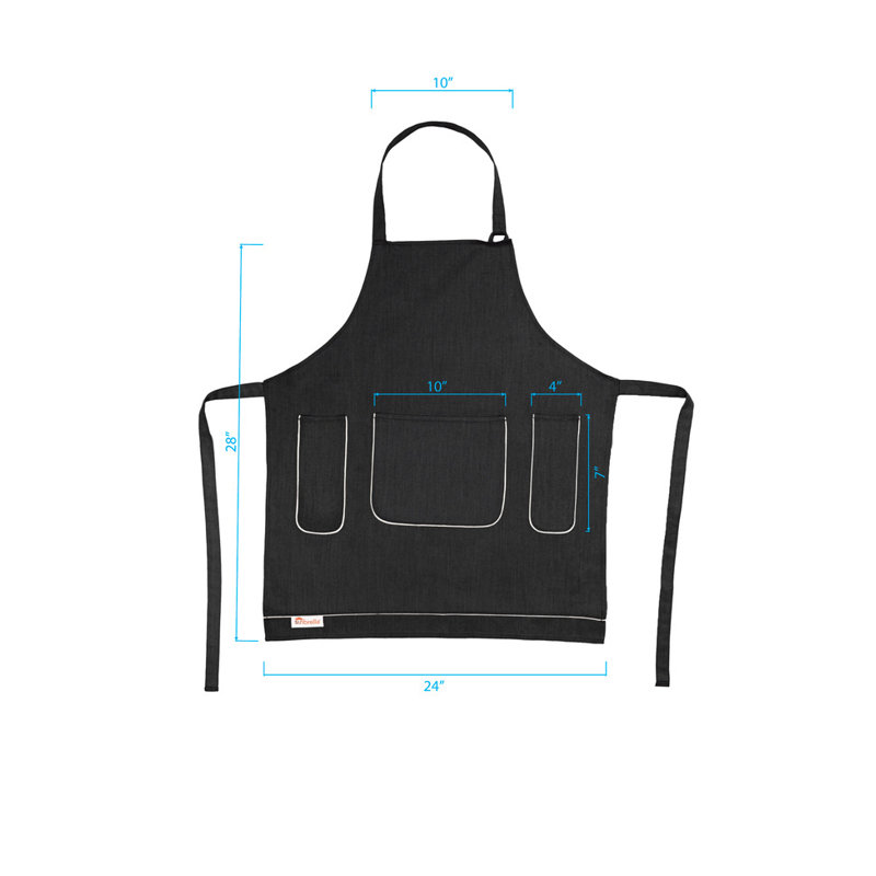 Sunbrella By Gracie Oaks Apron 24" X 28", With 23" Adjustable Neck Strap, With Pockets, Stain Resistant, Daffodil