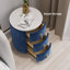 Round Velvet Bedside Table, Sintered Stone Top 3-Drawer Bedside Cabinet, Modern Bedside Drawer-502671479