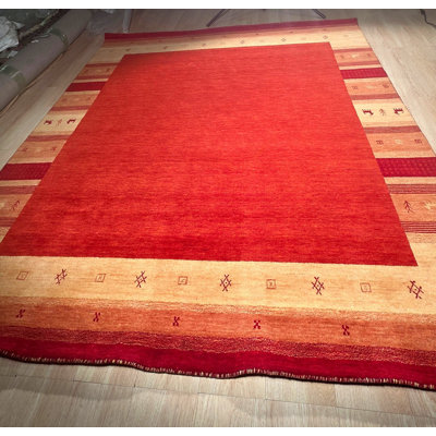 Handloomed Red Gabbeh Tribal Wool Area Rug