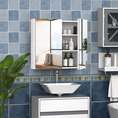 Isavella Surface Framed Mirrored Bathroom Cabinets with Mirror and 2 Adjustable Shelves