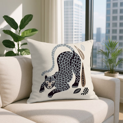 Oreiller carré réversible intérieur / extérieur Gino Leopard