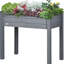 Lit de jardin surélevé avec pieds 34 po x 18 po x 30 po, boîte à fleurs en bois gris foncé - auto-drainant pour herbes, légumes, fleurs dans la cour, patio, balcon 34 po x 18 po x 30 po Balcon: Veggies,