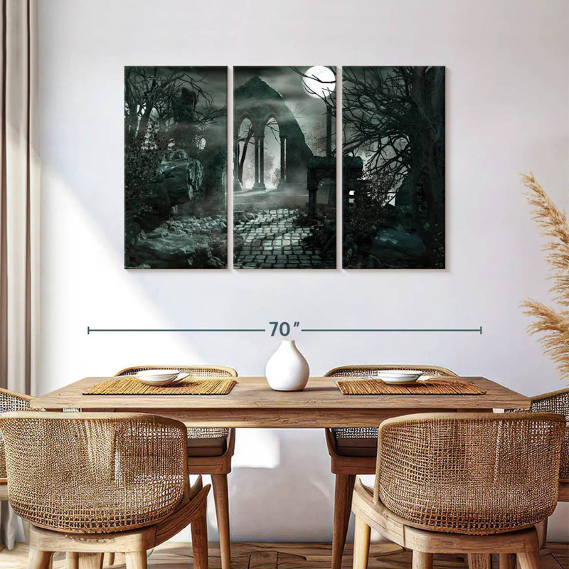 Moonlit Gothic Ruins, 36" H x 57" W