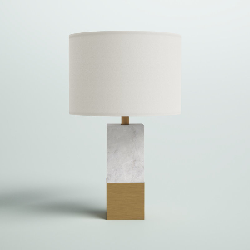 Lena Table Lamp, Brass/Carrara Marble