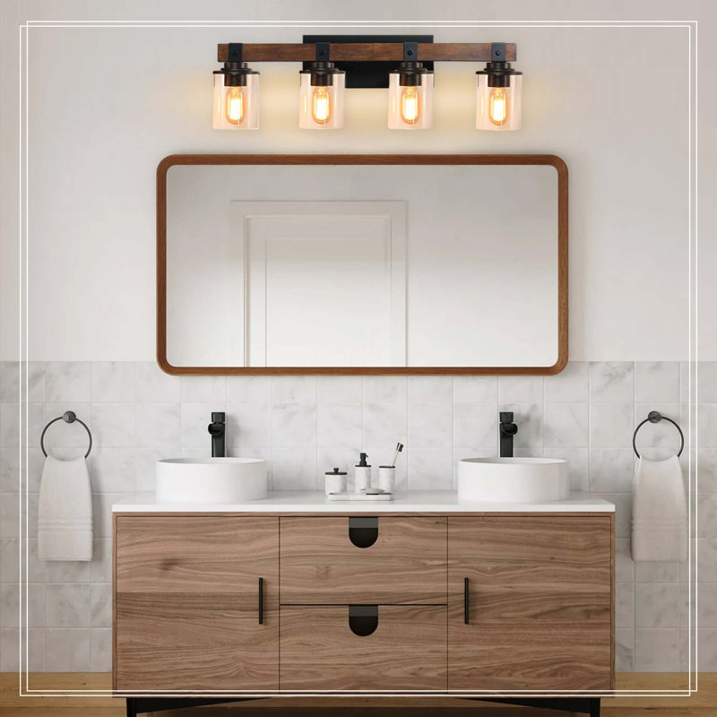 Applique murale de salle de bain à 4 lumières Farmhouse, H 5,9 po x l 27,2 po x P 8,3 po