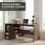 Bureau en L avec tablettes de rangement - Petit bureau d'angle pour petits espaces, table réversible avec tablettes à 3 niveaux pour le bureau personnel, l'écriture, le bureau, les jeux-1542739053