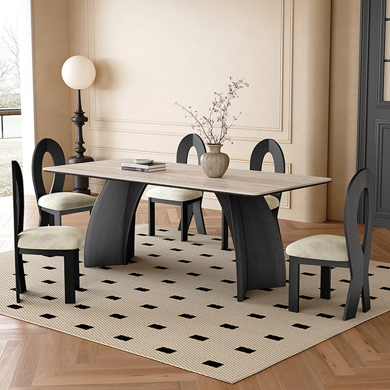 Ingelise Rectangular with Solid Wood Base Dining Table, 31.5" W x 63" L