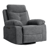 Power Recliner,  Power Recliner Chair With Bluetooth Speaker, 270 Degree Swivel With LED Light, Side Arm With Storage Pockets, USB+Type C Charging Port, Button Control, Retractable Footrest, Adjustable Backrest DG