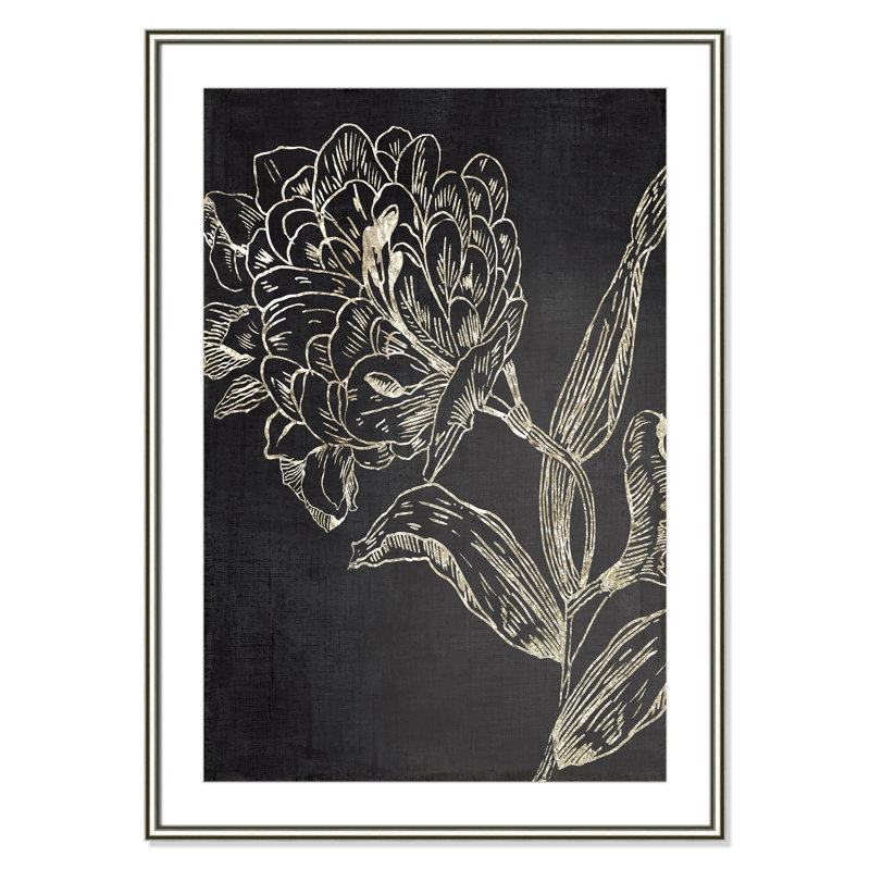 Clarendon Golden Flower Folklore II by Asia Jensen - Picture Frame Graphic Art, 42.75" H x 30.75" W, Silver