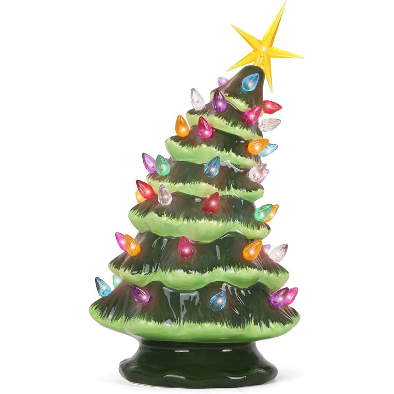 Arbre de Noël en céramique vert incliné 9,5 po
