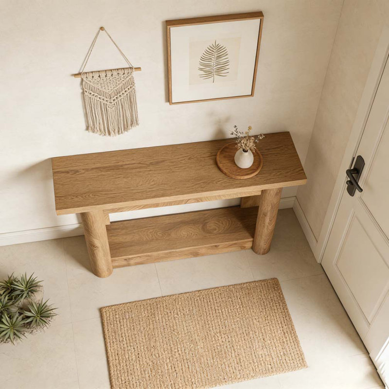 Entryway Table,2-Tier Console Table, Brown Oak