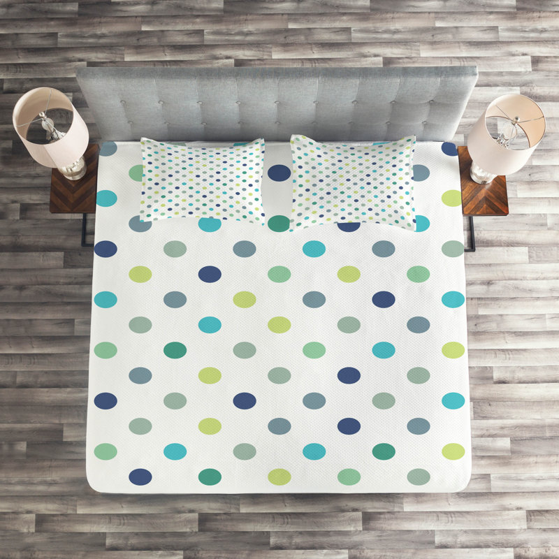 Polyester Dots Coverlet, King Bedspread + 2 Shams