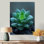 Gouttes de pluie vertes et grises sur un cactus du désert - décoration murale cactus floral