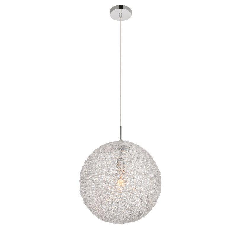 Luminaire sphère suspendu 1 lumières simple Bainum, H 77 po x l 15,7 po x P 15,7 po, Chrome / transparent