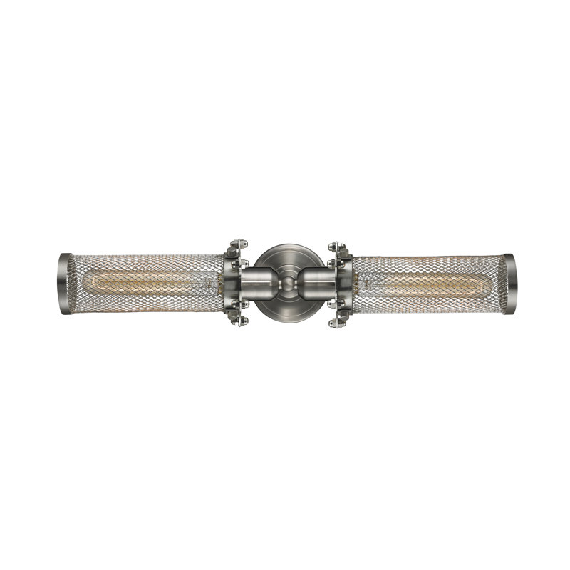 Appliquee à bras 2 lumières Weldy, Chrome poli, Ampoule incandescente rétro de 60 watts, Chrome poli