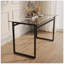Table de salle à manger 51 "moderne en verre rectangulaire minimaliste pour 4 à 6 personnes avec plateau en verre trempé de 0,31" et pieds en métal chromé noir, bureau de table d'écriture, pour la cuisine, le salon et la salle à manger (0 dégât)-1184582743