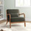 Hertford 26" Wide Mid Century Upholstered Solid Wood Accent Chair with an Extra Pillow