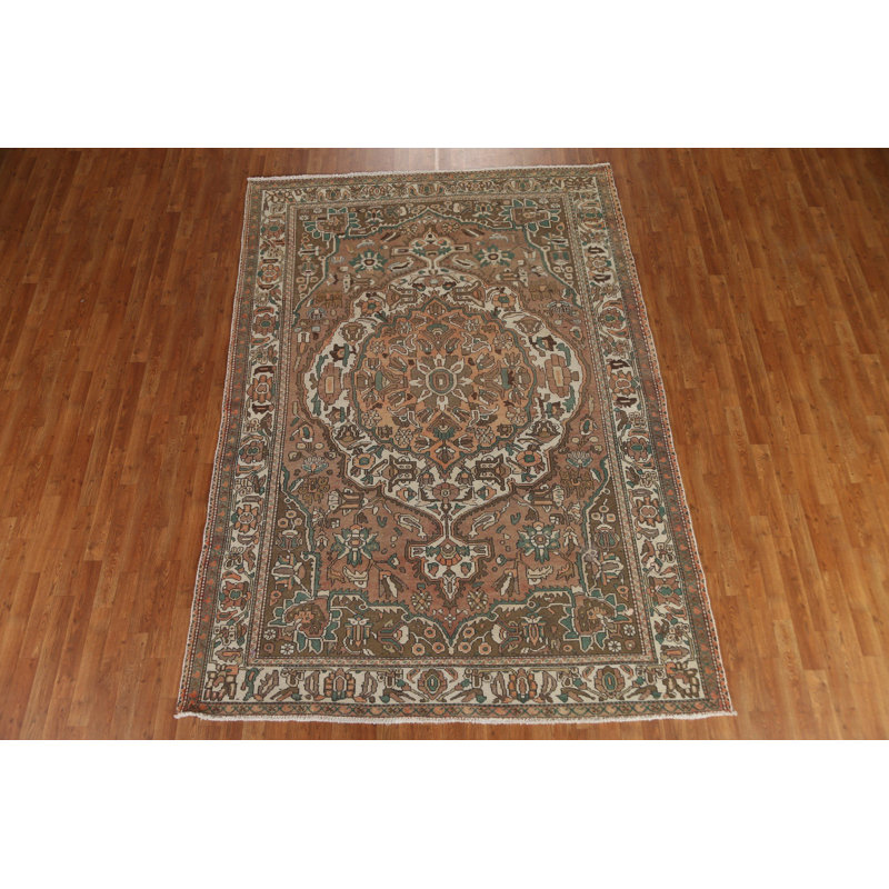 Syedah One-of-a-Kind Rectangle 6' 9'' X 9' 8'' 1970s Wool Area Rug in Brown