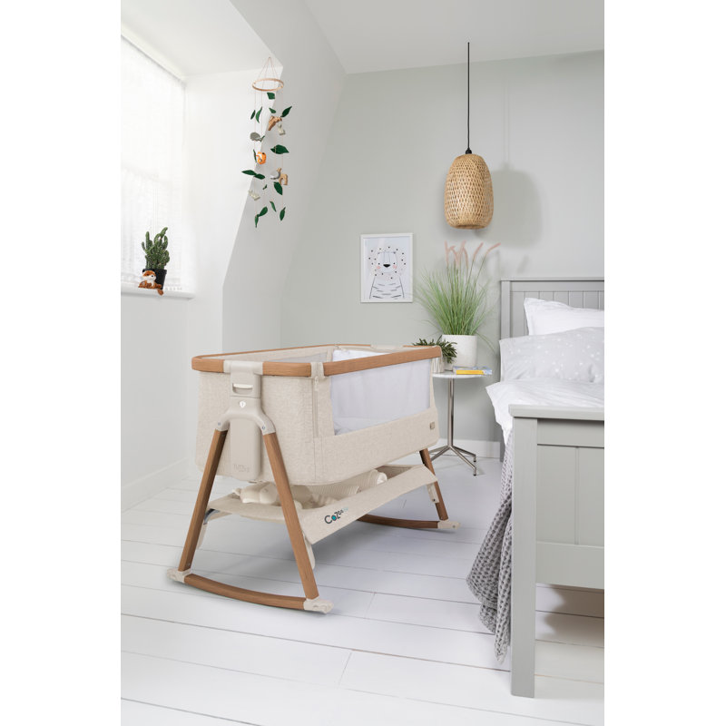 Tutti Bambini Cozee Air Rocking Bedside Crib, Scandinavian Walnut/Ecru