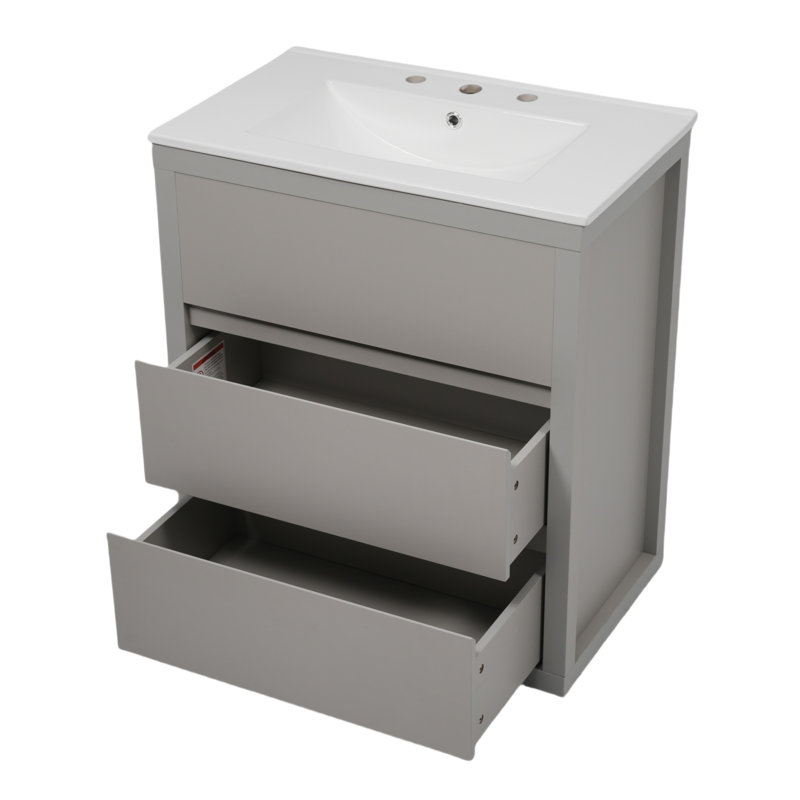 Meuble-lavabo double 60 po, Gris
