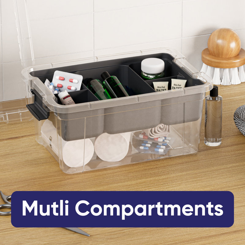  3.4 Qt. Clear Mini Storage Bin with Lid, Plastic Organizing Storage Box for Home, 18 Pack, 3.4 qt