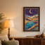 Toile étoilée, paysage avec croissant de lune et montagnes à motifs-2106044497