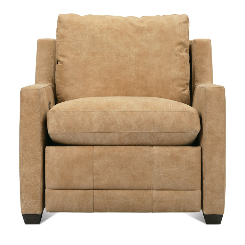 Sylvie Leather Zero Wall Power Recliner, Medium Wood