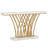 59" Modern Faux Marble Entryway Console Table With Grid Metal Base For Living Room, Hallway, Foyer