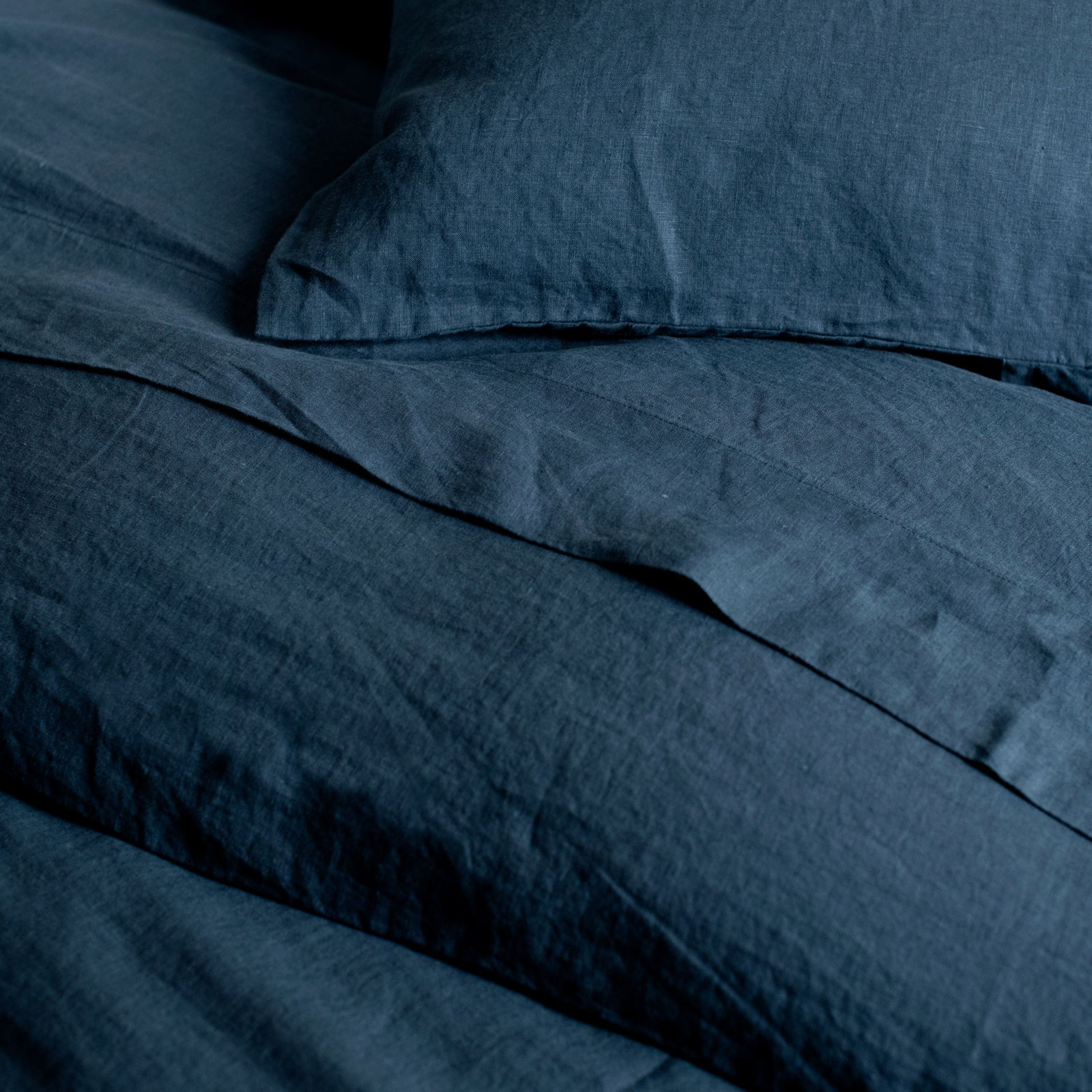 French Linen Duvet Cover Set, King Duvet Cover + 2 King Pillow Shams, Baltic