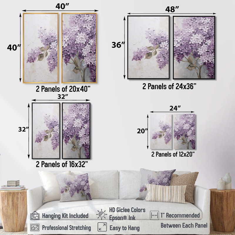 Magnifique paysage de rêve lilas - décoration murale traditionnelle, Impression encadrée flottante sans passe-partout, Silver