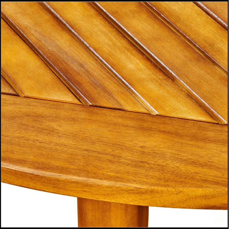 Table de salle à manger d'extérieur en bois d'acacia de 47 pouces Stamford, durable et résistante aux intempéries pour les rassemblements de patio