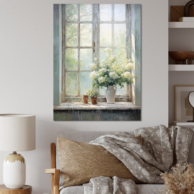 Countryside Calm blooms farm windows I - Farm Windows Wall Art For Living Room