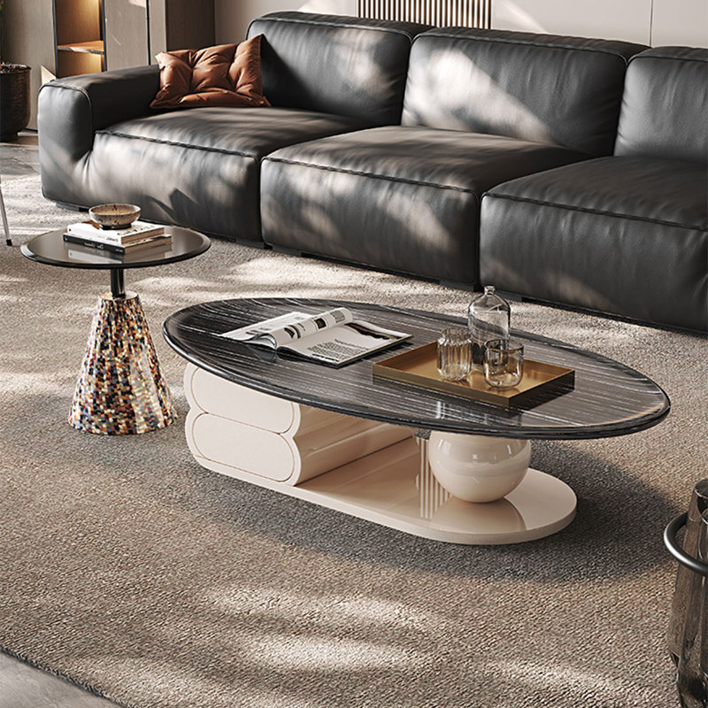 Table basse moderne et simple avec salon ovale, H 15,7 po x L 51,2 po x l 27,6 po