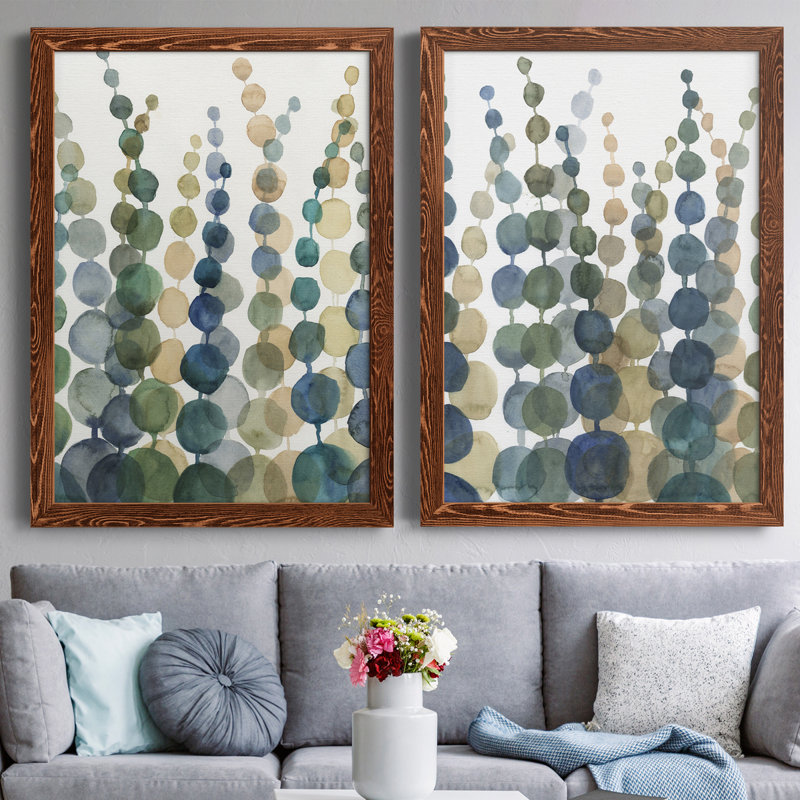 «Pompom Botanical I», toile encadrée de qualité supérieure - prête à être accrochée, Toile encadrée érable