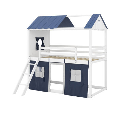 Lit simple en bois avec lits élégants et fenêtres élégantes