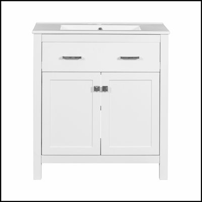 Meuble-lavabo mural moderne de 24 pouces avec 2 tiroirs, vert - idéal pour les petites salles de bain et un rangement efficace
