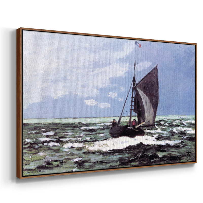 Monet, reproduction d'art encadrée sur toile par Claude Monet, H 25 po x l 37 po x P 2 po, Noyer