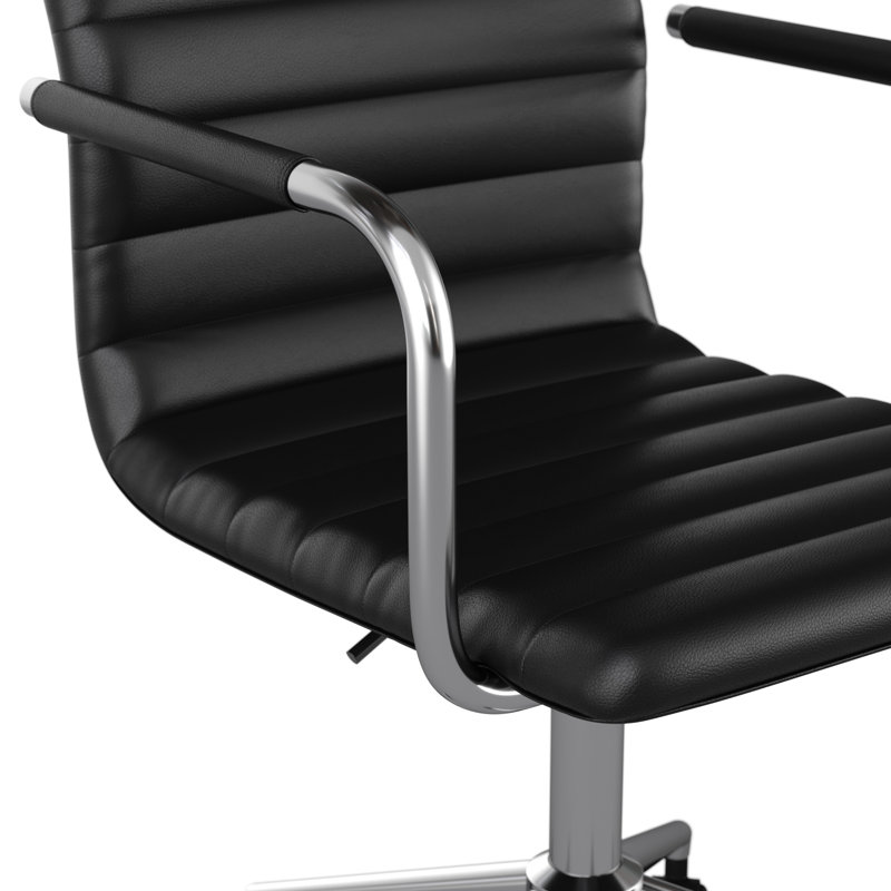 Saddle Brown Faux Leather Swivel Office Chair with Bronze Frame