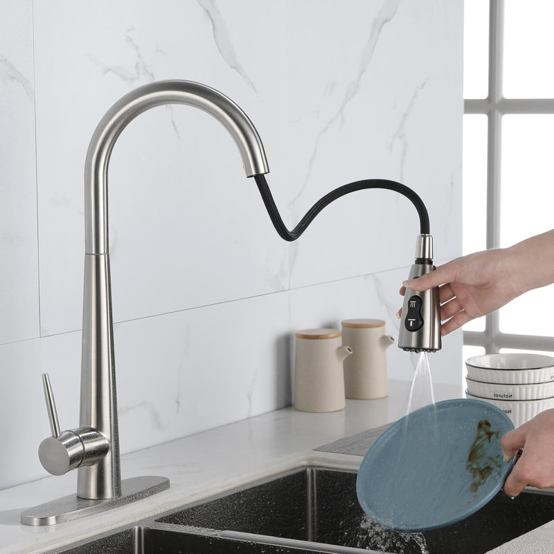 KISRAIS Pull Down Kitchen Faucet, Brushed Nickel