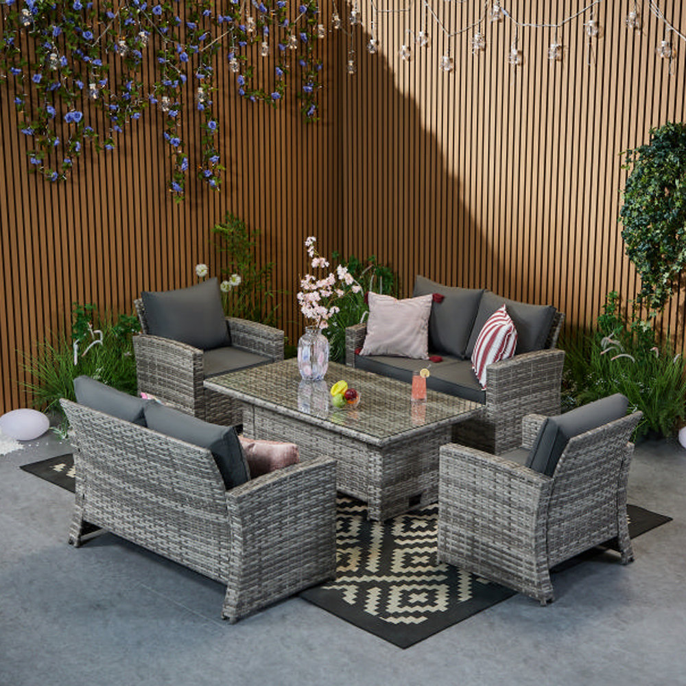 Rosen 6 Seater Sofa Set With Rising Table With Two Single Armchairs