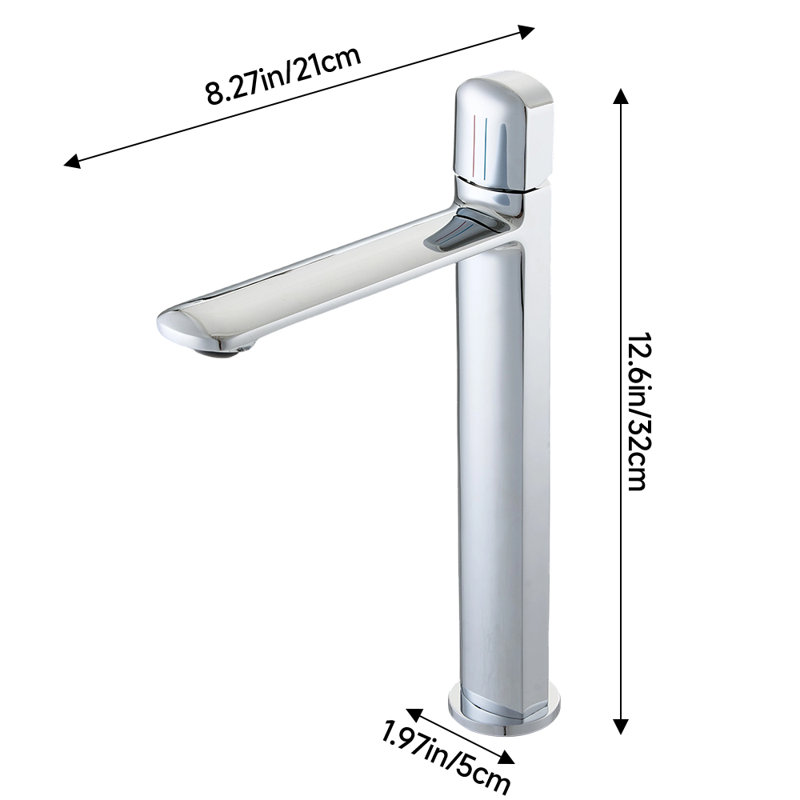 Metal Tall Basin Mixer Tap with Single Handle