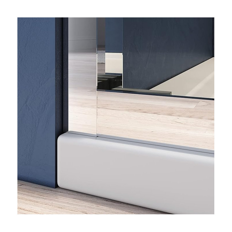 Semi-Frameless Sliding Shower Glass Door, 44-48 In. W X 72 In. H, Clear Tempered Glass, Brushed Nickel Handles | Gift Idea