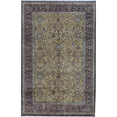 Tapis oriental en laine noué à la main or / mauve Marquis