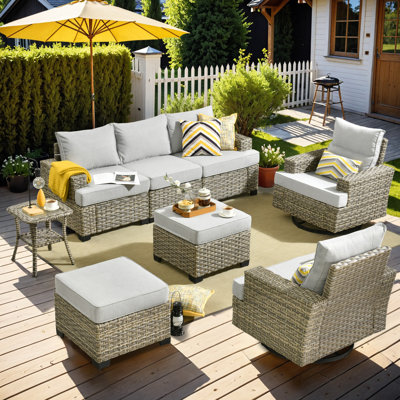 Tommy 7 Person Wicker/rattan Sofa Seating Group With Cushions