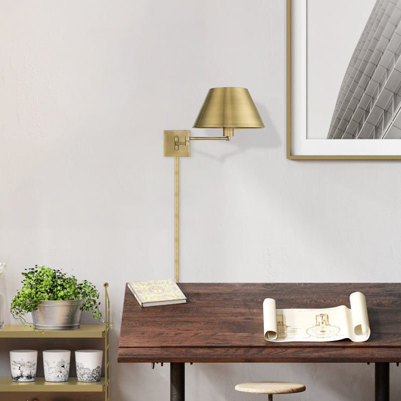 Brevan Swing Arm Sconce, Antique Brass